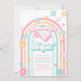 Little Miss Onederful Groovy Rainbow 1. Geburtstag Einladung