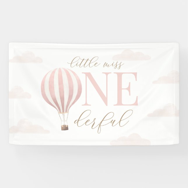 Little Miss Onederful Hot Air Ballon Geburtstag Banner (Horizontal)