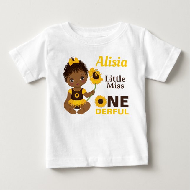 Little Miss Onederful Niedlich Black Baby Girl T - T-shirt (Vorderseite)