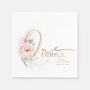 Little Miss Onederful Niedlich Floral 1. Geburtsta Serviette