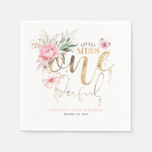 Little Miss Onederful Niedlich Floral 1. Geburtsta Serviette