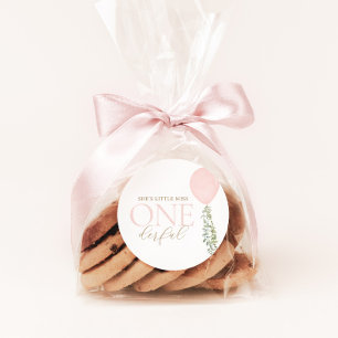 Little Miss Onederful Pink Ballon Geburtstag Runder Aufkleber