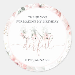 Little Miss Onederful Round Sticker