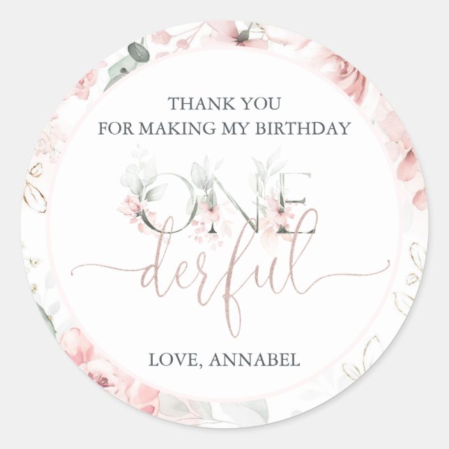 Little Miss Onederful Round Sticker (Vorderseite)