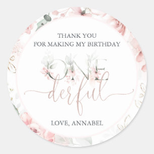 Little Miss Onederful Round Sticker