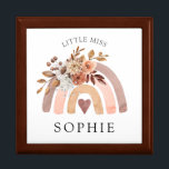 Little Miss Personalisiert Rainbow Erinnerungskiste<br><div class="desc">Kleine verpassen Boho Regenbogen Geschenkboxen personalisiert mit dem Namen Ihres Kindes. Aquarellpfirsich Terrakotta und braun.</div>