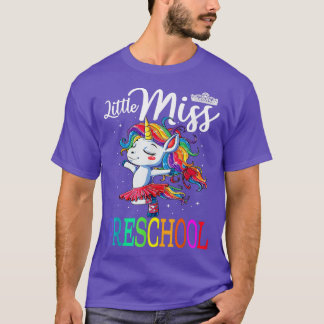 Little Miss Preschool Unicorn First Day Of School T-Shirt