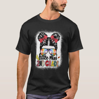 Little Miss Second Grade Messy Bun Funny Back To S T-Shirt