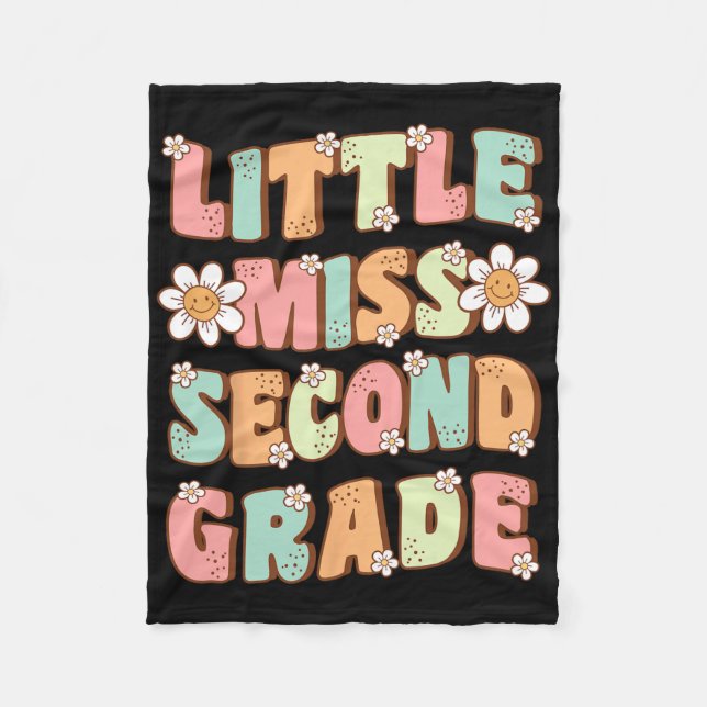 Little Miss Second Grade Niedlich Groovy Erster Ta Fleecedecke (Vorderseite)