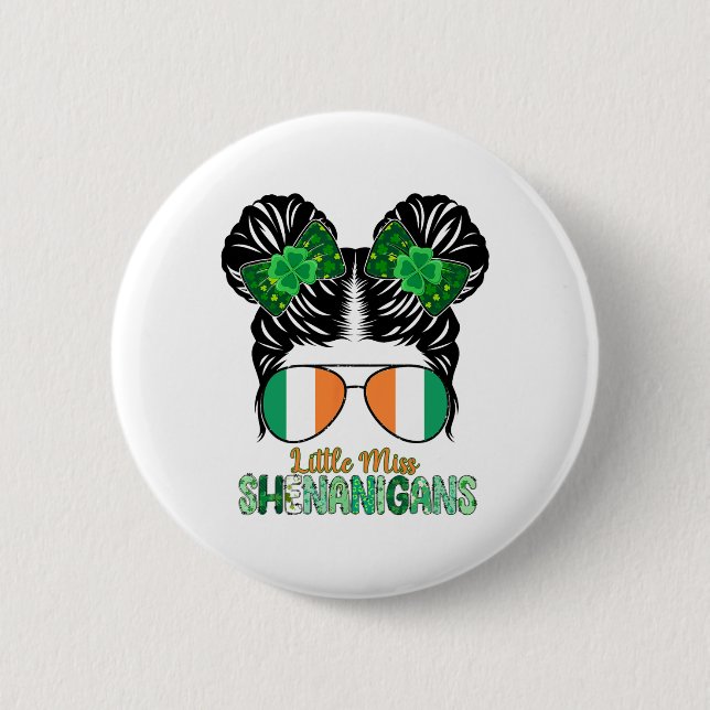 Little Miss Shenanigans Mädchen Kinder Regenbogen  Button (Vorderseite)