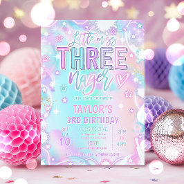 Little Miss Three-nage Pastell Regenbogen 3. Gebur Einladung