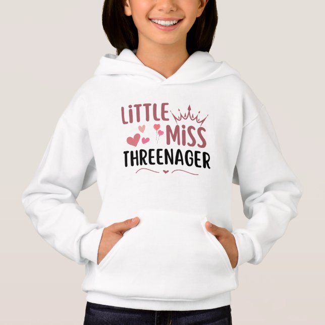 little miss threenager 3rd birthday 3 years old hoodie (Vorderseite)