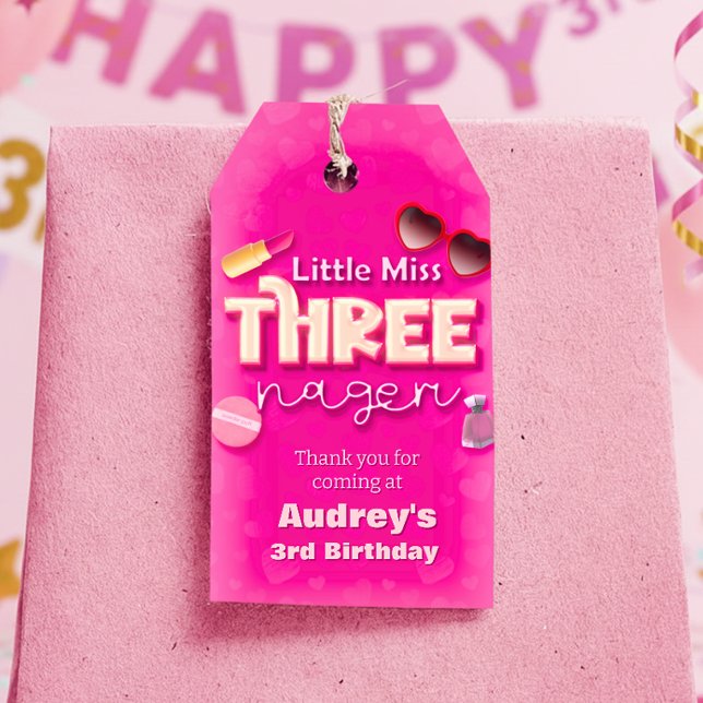 Little Miss Threenager - Mädchen - 3. Geschenkmark Geschenkanhänger (Little Miss Threenager - Girl 3rd Gift Tag)