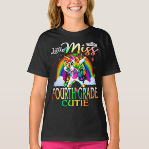 Little Miss Vierter Süsse Unicorn Regenbogen T-Shirt