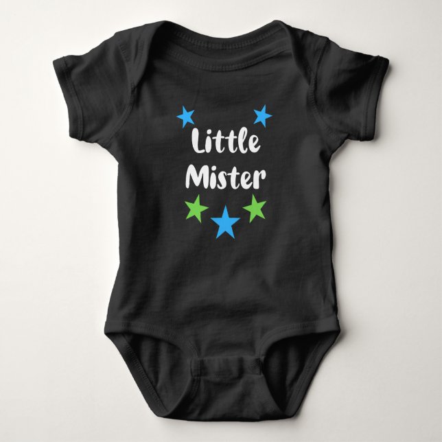 Little Mister Blue und Green Stars Baby Strampler (Vorderseite)