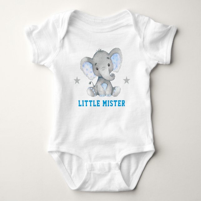 Little Mister Gentleman Blue Boy Elephant Baby Strampler (Vorderseite)