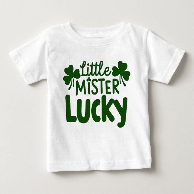 Little Mister Lucky - Niedliche Kleeblätter Baby T-shirt (Vorderseite)