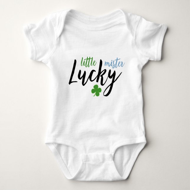 Little Mister Lucky // Niedlicher St. Patrick's Da Baby Strampler (Vorderseite)