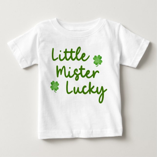 Little Mister Lucky St Patrick's Day Green Clover Baby T-shirt (Vorderseite)
