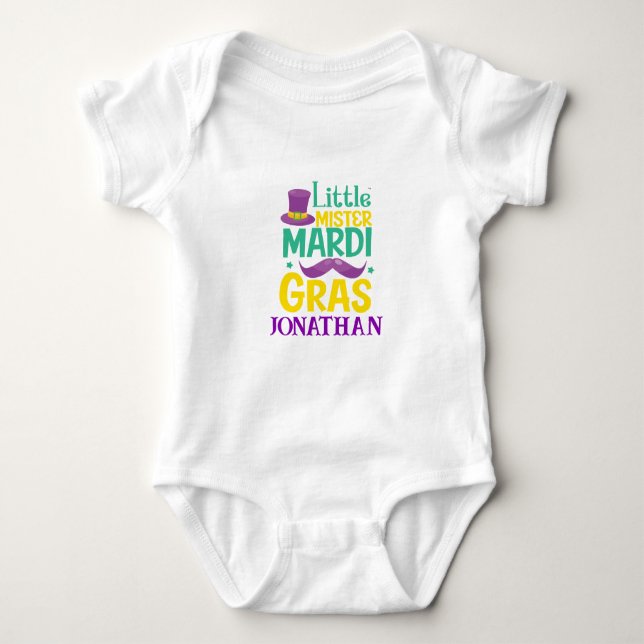 Little Mister Mardi Gras Personalisiert Baby Strampler (Vorderseite)