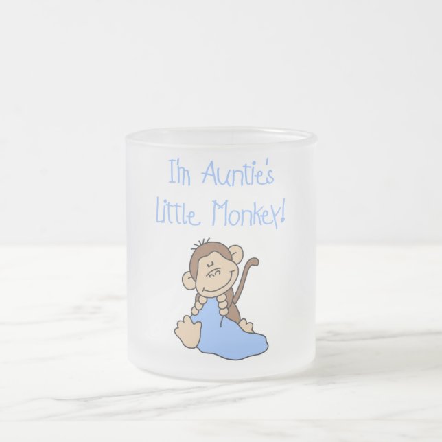 Little Monkey Blue T-shirts und Geschenke Tante Mattglastasse (Mittel)
