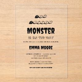 Little Monster Baby Shower Typography Design Acryleinladungen
