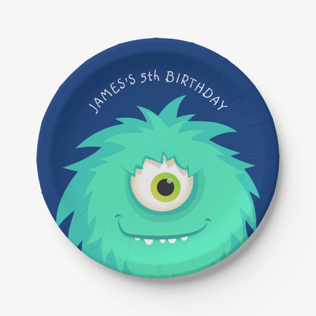 Little Monster Blue Pappteller (Vorderseite)