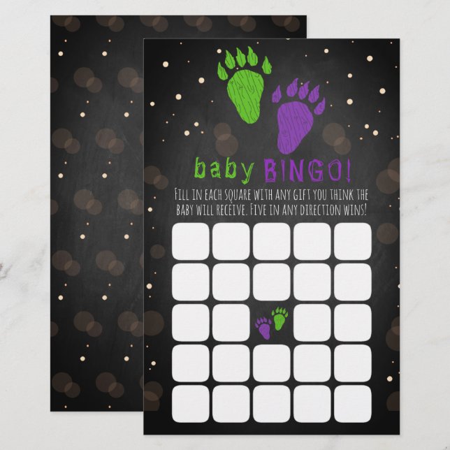 Little Monster Halloween Gender Reveal Party Bingo (Vorne/Hinten)
