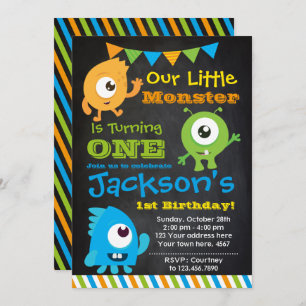 Little Monster Invitation, Chalkboard, Einladung