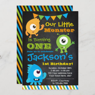 Little Monster Invitation, Chalkboard, Einladung