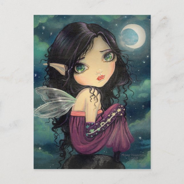 Little Moon Gothic Big-Eye Fairy Art Postkarte (Vorderseite)