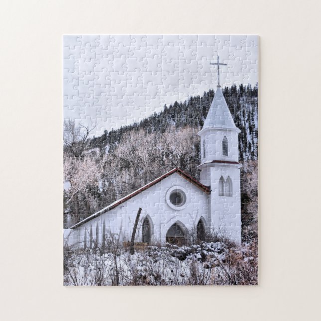 Little Mountain Town Church - 11x14 - 252 Stk. Puzzle (Vertikal)