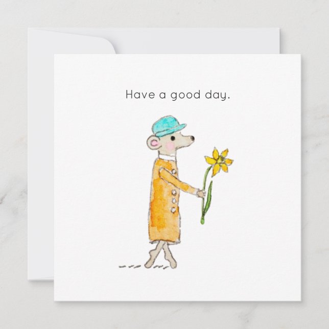 Little Mouse With Daffodil Feiertagskarte (Vorderseite)