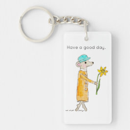 Little Mouse With Daffodil Schlüsselanhänger