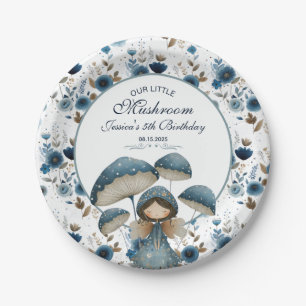 Little Mushroom Fairy Blue Kindergeburtstag Party Pappteller