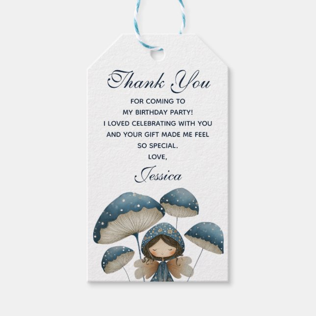Little Mushroom Fairy Kindergeburtstag Vielen Dank Geschenkanhänger (Vorderseite)