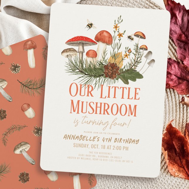 Little Mushroom Fall Autumn Kids Birthday Einladung (Von Creator hochgeladen)