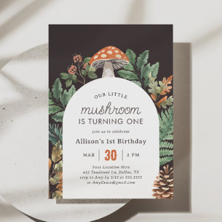 Little Mushroom Woodland Geburtstag Einladung