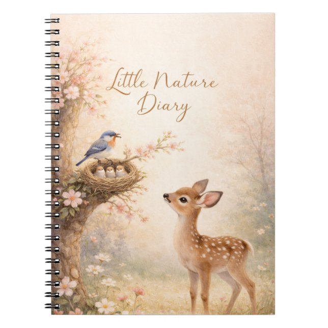 Little Nature Diary Cute Deer Bird Nest Notebook | Notizblock (Vorderseite)
