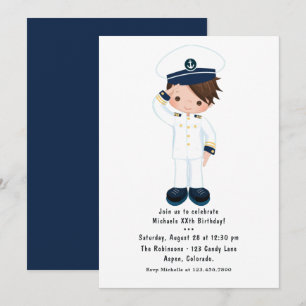 Little Navy Boy Nautical Birthday Party Einladung