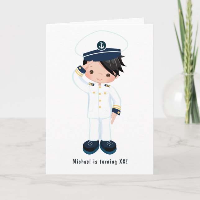 Little Navy Boy Nautical Birthday Party Foto Einladung (Vorderseite)