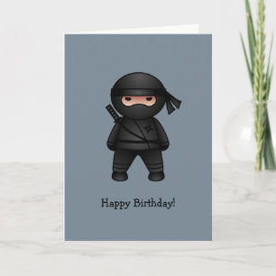Little Ninja auf grauem Happy Birthday Karte