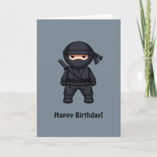 Little Ninja auf grauem Happy Birthday Karte