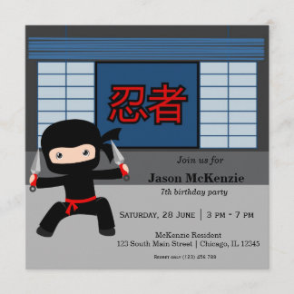 Little Ninja Geburtstag Thema Einladung