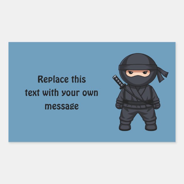 Little Ninja Warrior auf Blue Rechteckiger Aufkleber (Vorderseite)