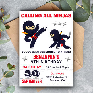 Little Ninja Warrior Kindergeburtstag Party Einladung