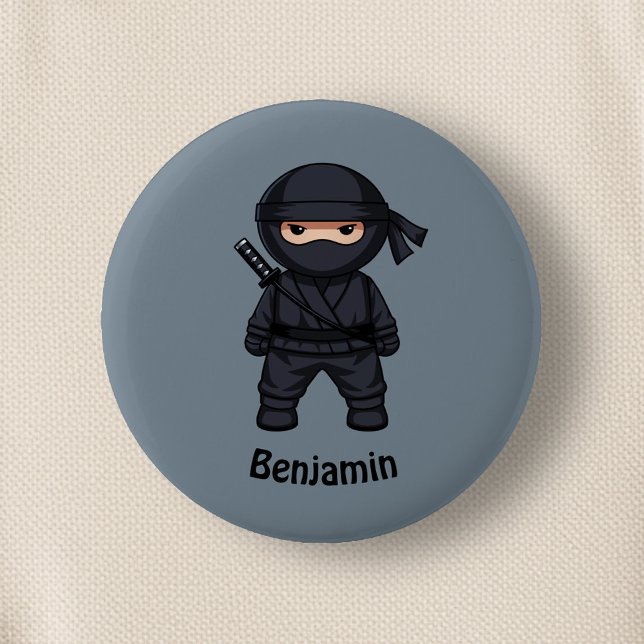 Little Ninja Warrior on Gray Button (Von Creator hochgeladen)