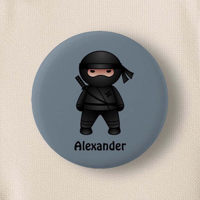 Little Ninja Warrior on Gray Button (Von Creator hochgeladen)