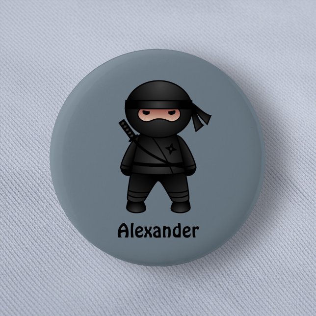 Little Ninja Warrior on Gray Button (Von Creator hochgeladen)