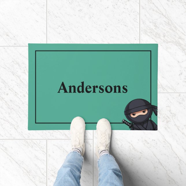 Little Ninja Warrior on Green Fußmatte (Indoor)